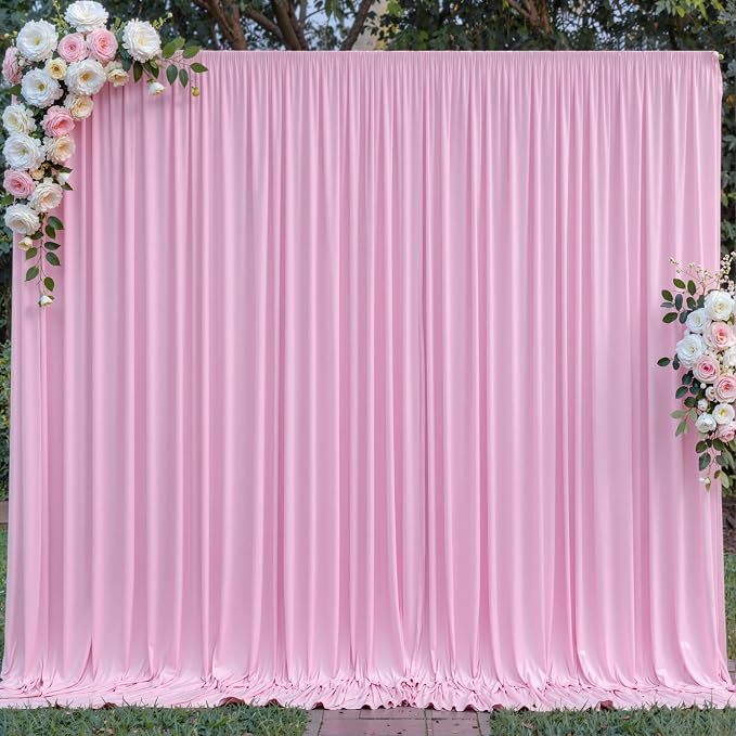 10 ft x 10 ft Pink Backdrop Curtains for Parties, Wrinkle Free Baby Pink Photography Backdrop Drapes for Wedding Grils Birthday Baby Shower Bridal Shower Party - Image 9
