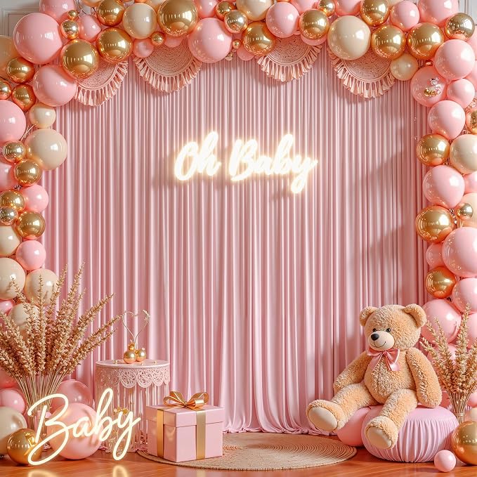 Rose Backdrop Curtains-Wrinkle-Free Polyester Photography Drapes Party Curtain Background for Baby Shower Wedding Decorations- 8 X10FT - Image 3