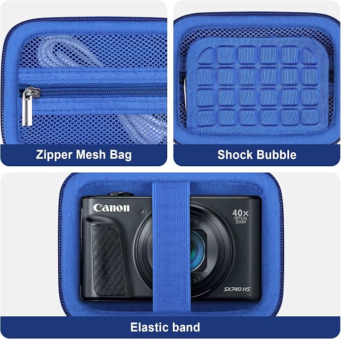 Carrying Case for Canon PowerShot SX740 HS, SX730 HS Camera, Blue | SX720 HS, SX620 HS, G7 X Mark III, G7 X Mark II Digital Camera, Storage Holder Travel Bag with Mesh Pocket for Battery Pack - Image 4