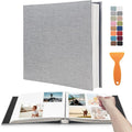Large Photo Album Self Adhesive Scrapbook Album for 4×6 8×10 Pictures DIY Magnetic Linen Cover Album 40 Pages for Family Wedding Gifts with Metal Pen and Plastic Board by HenPisen