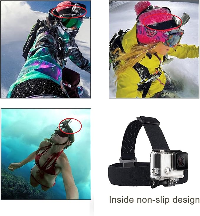 Action Camera Head Mount Strap Compatible with Gopro DJI Osmo | Compatible with Go pro Hero 13 12 11 10 9 8 AKASO EK7000 Brave 4 Brave 7LE ODDV Hiicam Icefox WOLFANG, Wearing Head Belt - Image 5