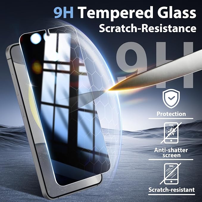 2+2 Pack for S24 Privacy Screen Protector | Ultrasonic Fingerprint Unlocking, Easy installation, Anti Spy, 9H Hardness Glass, Camera Lens Protector - Image 5