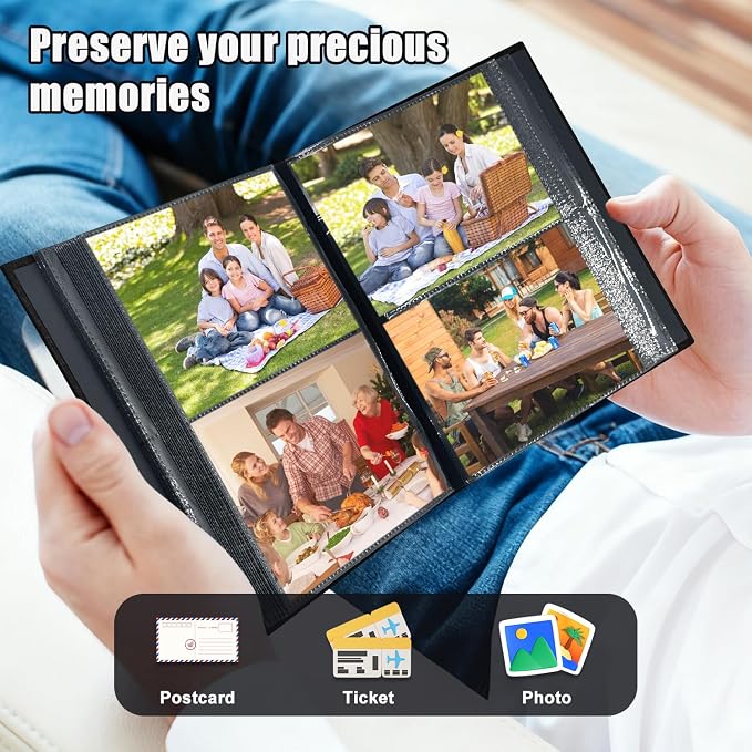 Photo Album 4x6 200 Pockets for Wedding Gifts,Linen Hardcover Picture Albums for Family Anniversary Baby Vacation Pictures - Image 4