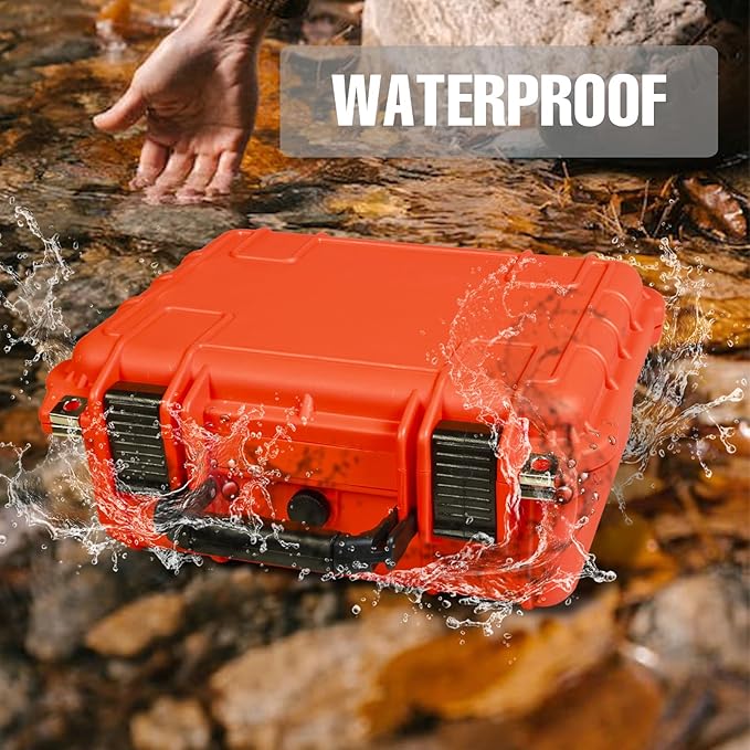 Jack Boss 14x 11.5x 6.5 Inch Hard Case, Portable Weather Waterproof Protective Camera Case with Customizable Foam, Fit Use of Drones, Camera, Equipments, Orange (Pack of 2) - Image 4