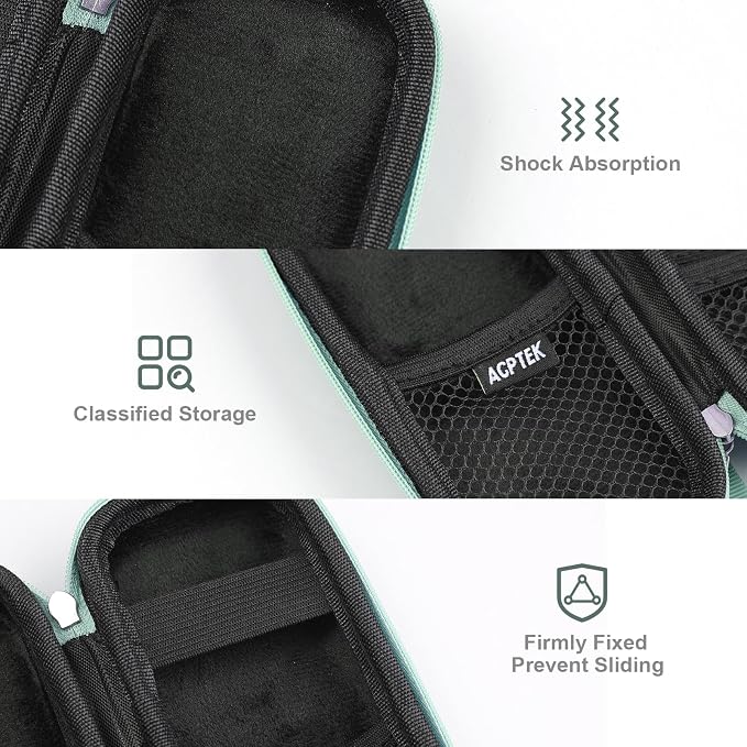 AGPTEK Carrying Case, EVA Zipper Carrying Hard Case Cover for MP3 Players | Storage Holder for Digital Voice Recorders, 3D Printing Pen, USB Cable, Earphones, Memory Cards, U Disk (Green) - Image 3