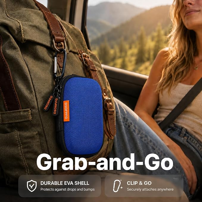 Mini Earbud Case, Small Hard Shell EVA Rectangle Carrying Zipper Tech Pouch | Blue for Apple Airpods, Earpods, Galaxy Buds, Wired Wireless Earbuds, Earplugs, IEMs, Flash Drive, USB Cable, Memory Card - Image 8