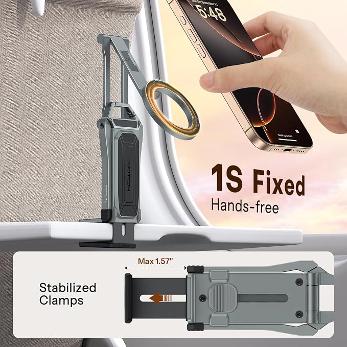 OMOTON TP02 360°Rotating Adjustable Aluminum for MagSafe Tripod Mount, Gray | Magnetic Phone Tripod for iPhone 17/16/15 Pro Max Air, Foldable Cell Phone Stand Fits Vlog, Gym Travel Essentials Accessories - Image 3