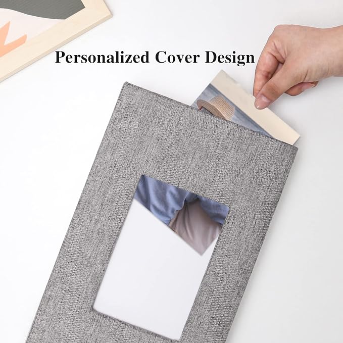 Vienrose 4x6 Photo Album,300 Pockets,Linen Cover with Window,Grey | Linen Hardcover, Slip In Photo Book, Family Memory Album, Travel Keepsake - Image 3