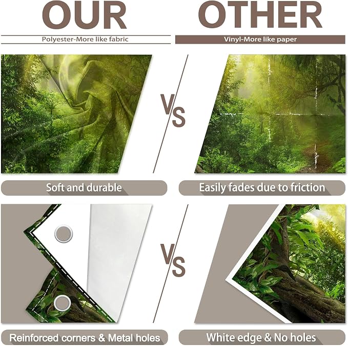 7x5ft Jungle Forest Photography Backdrop Rainforest Background | Tropical Kids Adults Party Supplies, Natural Scenery Banner, Safari Photo Booth, Polyester, Grommets, 1PC - Image 6