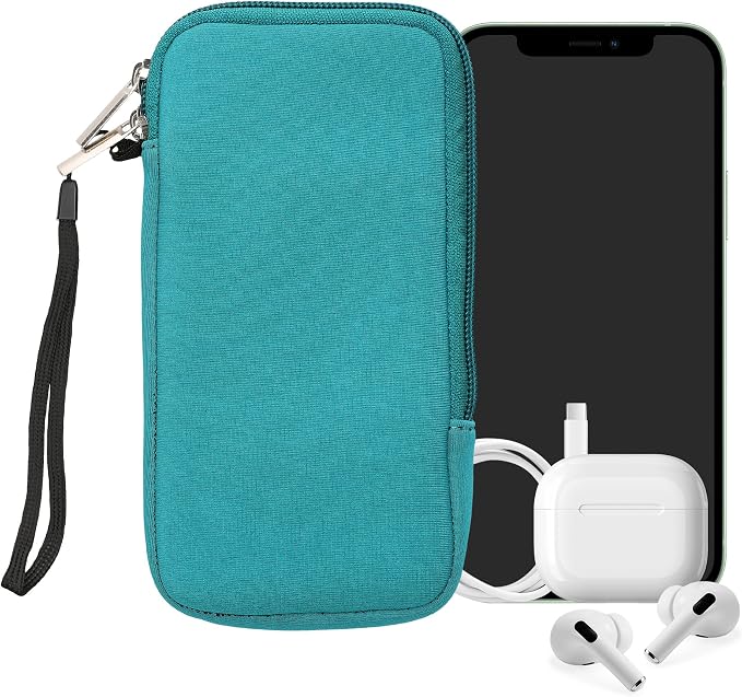 kwmobile Universal Phone Pouch Size XL - 6.7/6.8" - Neoprene Smartphone Pouch with Zip - Water-Repellent Mobile Phone Case - Sleeve in Turquoise - Image 8