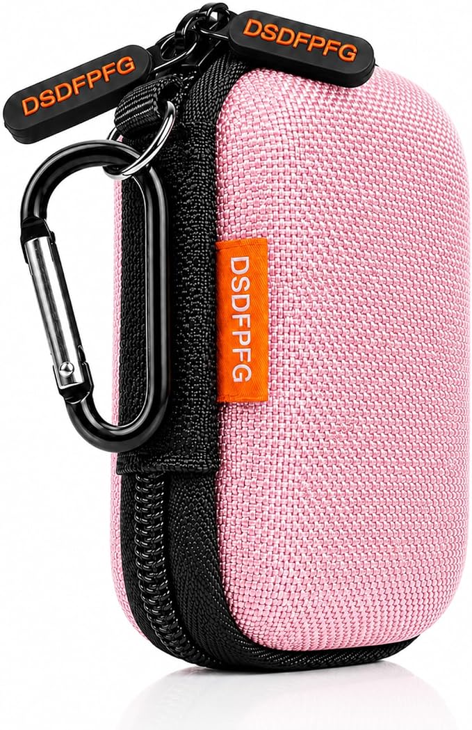 Pink Mini Hard Earbud Case, Small Portable Rectangle Carrying Case Pouch | Small Hard Case for Apple Airpods, Earpods, Samsung Galaxy Buds, Earbuds, Earplugs, In Ear Monitor, USB Cable, Flash Drive by CoolteeProvider