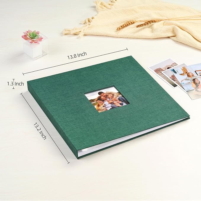 Mublalbum 12x12 Inch 3 Ring DIY Scrapbook Photo Album 40 Pages, Dark Green | 3 Ring Binder Scrapbook, Linen Cover, 20 Plastic Sleeves 40 Pages, Memory Book for Wedding, Baby, Family, DIY Projects - Image 2