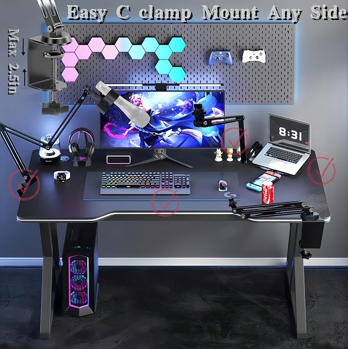 Low Profile Mic Boom Arm, 360° Rotatable 3-Section Foldable Desk Microphone Stand, 2.5kg Heavy Duty C Clamp Mic Mount with 1/4 3/8 5/8 Screw Adapter for Streaming Podcast(C Clamp Mount) - Image 5