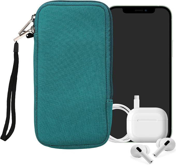 kwmobile Universal Phone Pouch Size XXL - 7" - Neoprene Smartphone Pouch with Zip - Water-Repellent Mobile Phone Case - Sleeve in Petrol - Image 8