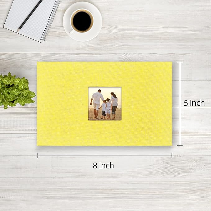 potricher Photo Album 4x6 Pictures, 100 Pockets, Linen Cover, Yellow | Linen Cover, Front Window, Large Capacity 4x6 Picture Albums, Photo Book for Family, Wedding, Anniversary, Baby, Keepsake - Image 2