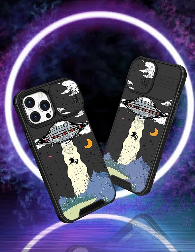 (2in1 for iPhone 11 Pro Max Case Cute UFO for Women Cool Aliens Phone Cover Fashion Universe Unique Design with Slide Camera Cover Protective Case for iPhone 11 ProMax 6.5'' - Image 4