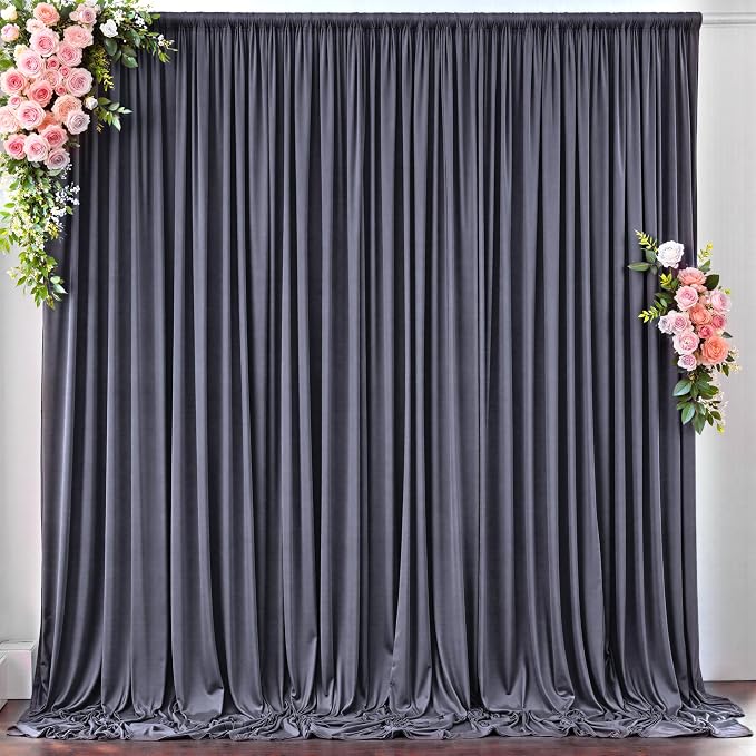 10 ft x 10 ft Wrinkle Free Charcoal Backdrop Curtain for Parties, Dark Grey Polyester Photo Backdrop Drapes for Baby Shower Wedding Engagement Birthday Party Backdrop Stand,5ft x 10ft 2 Panels by Outpain