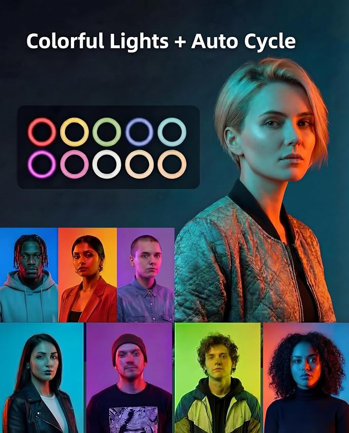 Ring Light for Phone, Magnetic Selfie Light with Tripod Stand, Rechargeable RGB Video Light, 10 Brightness Levels & 3 Cold Shoes for Recording, Vlogging, Influencers, Makeup - Image 3