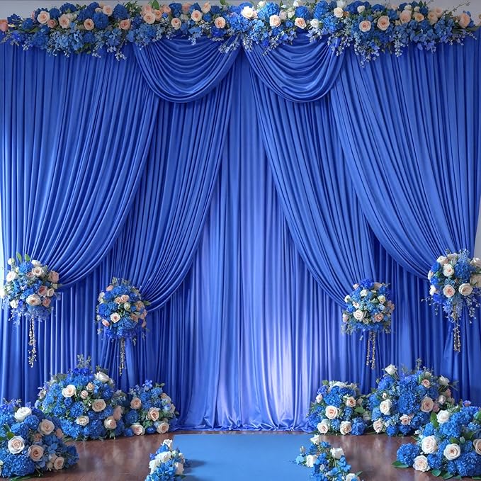8 Panels Royal Blue Backdrop Curtains for Wedding Party Wrinkle Free Backdrops Curtain Drapes Fabric Decorations Photo Back Drop Cloth for Baby Shower Photography Stage Reception 40ft(W) x 12ft(H) - Image 8