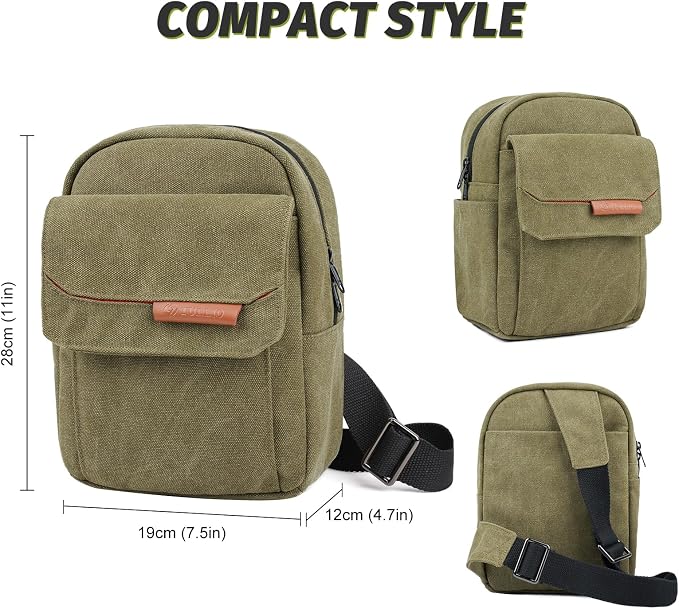 TULLIO Camera Bag Purse Small Sling Crossbody Shoulder Case for Women Men | Waterproof 16A Canvs Compact Lightweight Everyday Shockproof Padded Pack with Rain Cover for DSLR Mirrorless Photography - Image 3