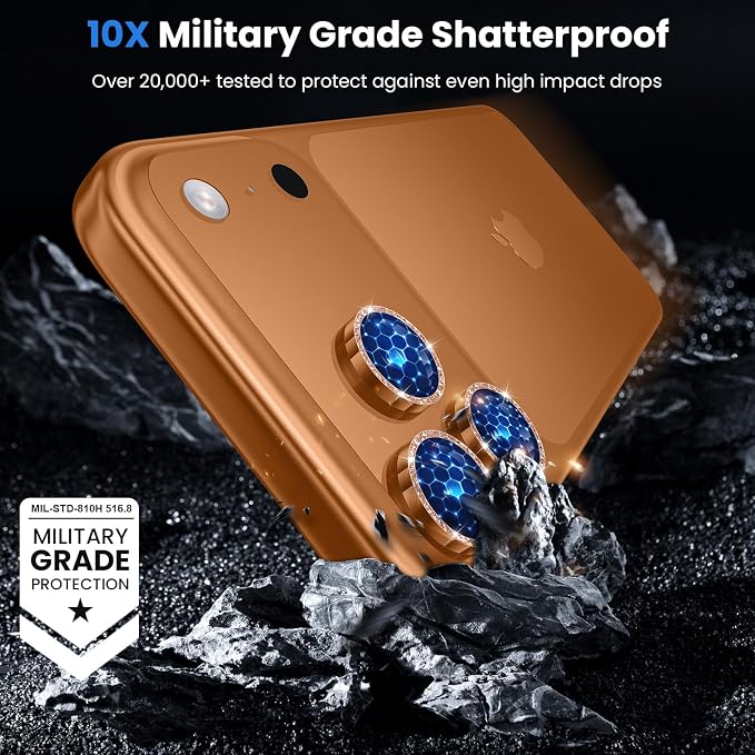 WSKEN for iPhone 17 Pro/iPhone 17 Pro Max Camera Lens Protector | Original Shooting Mode, Individual Metal Cover Film, Shatterproof HD Tempered Glass Camera Screen Protector, Glitter Orange - Image 4