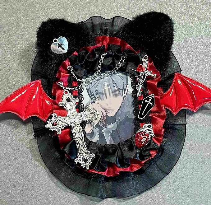 Cute Black photocard Holder, Kpop pc Photo Card Holder Keychain, Clear id Badge Cover Cute, ita Bag Accessories Decorations (Black) - Image 6