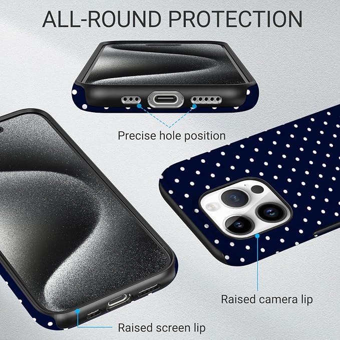 TPU Phone Case for iPhone 15 Pro, MagSafe Wireless Charging Compatible, Shockproof Slim Fit Protective Cover with Anti-Yellowing & Raised Camera Protection (Polka dot 7, iPhone 15 Pro) - Image 3