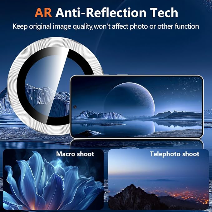 for Samsung Galaxy S26 Camera Lens Protector, Individual Metal Ring Tempered Glass Lens Cover, [Strong Adsorption] Scratch Resistant Ultra-Thin HD Clear Lens Cover, 1 Set-Silvery - Image 3