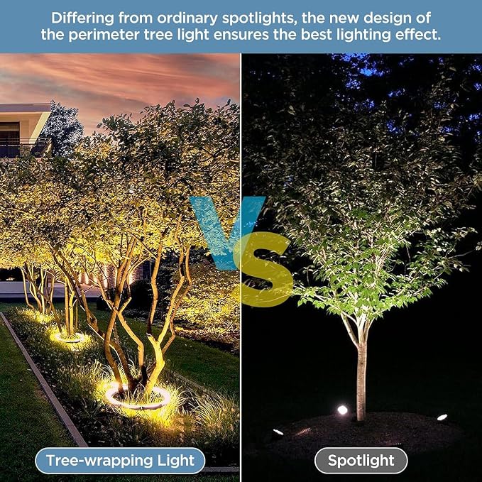 Outdoor Ring Tree Lights, 72W LED Landscape Uplighting for Trees, 3000K Warm White, Low Voltage IP65 Waterproof, 15.35" Inner Diameter, DC24V Driver Included, 10080 Lumens, Set of 6 - Image 9