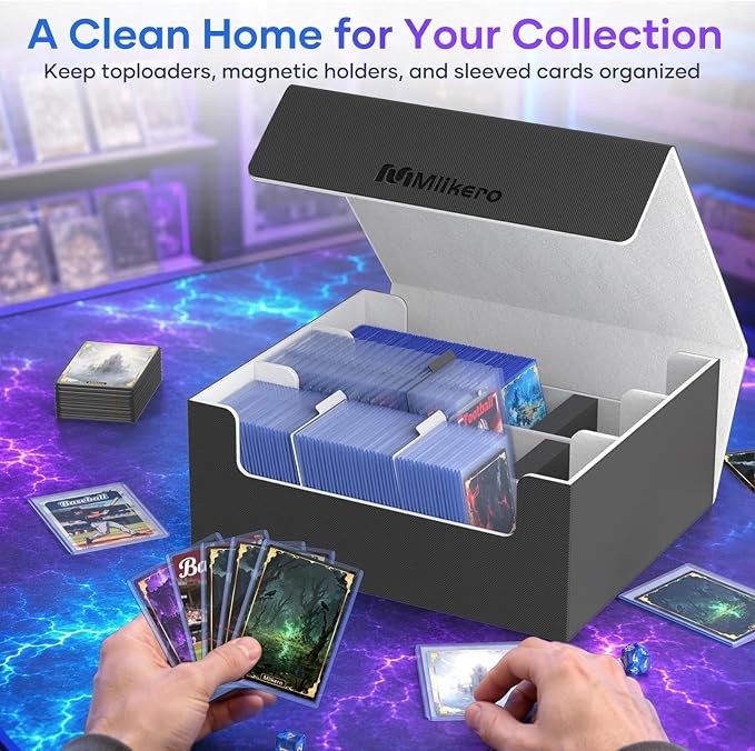 Mlikero Card Deck Case for Trading Cards 1800+, Trading Card Storage Box Fits Toploader and Magnetic Card Holder, Leather Magnetic Closure Deck Box Fit for MTG, TCG - Image 2