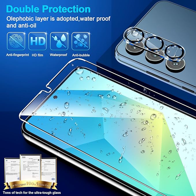 firtstnow 3 Pack for Samsung Galaxy A16 5G Screen Protector Tempered Glass + 3 Pack Camera Lens Protector, Military Grade Shatterproof, 9H Hardness, Fingerprint Unlock, Case Friendly 6.7 Inch - Image 6