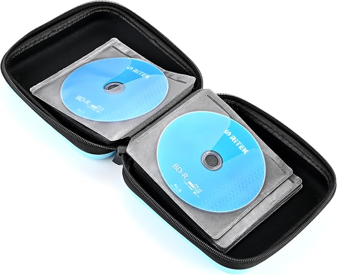 alavisxf xx CD Case, 48 Capacity EVA Protective Blu-ray DVD Case Portable Zipper CD Case Holder Disc Storage Organizer Wallet Bag for Car Home Travel (48 Capacity, Sky Blue48) | EVA Shock-resistant, Lightweight Portable, DVD Blu-ray Storage Organizer, ... - Image 5