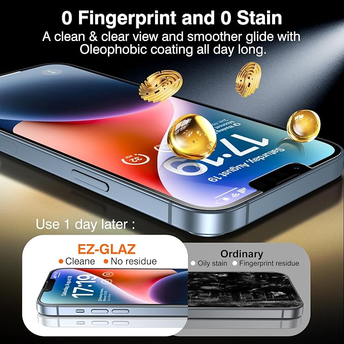 EZ-GLAZ-4+2 Pack for iPhone 14 Plus Privacy Screen Protector (6.7") | 2-Pack Lens Protectors, Alignment Kit, Easy Installation, 9H+ Tempered Glass, Scratch Resistant, 28° Privacy Protection - Image 8