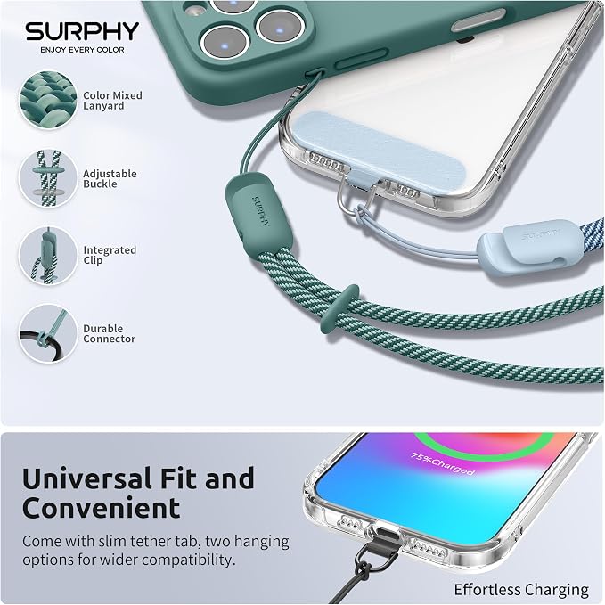 SURPHY 3 Pack Phone Wrist Strap, Phone Lanyard with Cellphone Tether Tab | Phone Strap Charm, Camera Wrist Strap with 2-Color Braided, Phone Wristlet, Wrist Lanyard for Case - Image 2