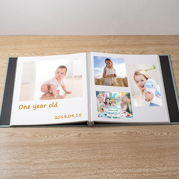 Photo Album Self Adhesive Scrapbook Album for 4×6 Pictures DIY Magnetic Linen Cover Album 30 Blank Pages for Family Wedding, Birthday, Christmas, Anniversary (Green) - Image 3