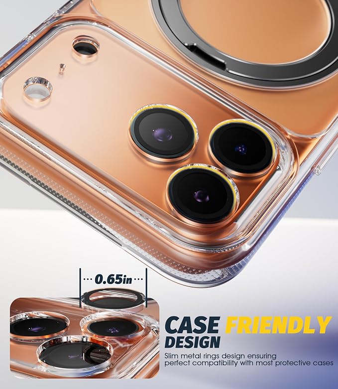 (3 Sets) Orzero Camera Lens Protector Compatible for iPhone 17 Pro&17 Pro Max&16 Pro&16 Pro Max&15 Pro&15 Pro Max&14 Pro&14 Pro Max, [EZ Install] [Case-Friendly] 9H Tempered Glass Bling Lens Cover, Military-Grade Shockproof, HD Clarity Anti-Glare - Tra... - Image 6