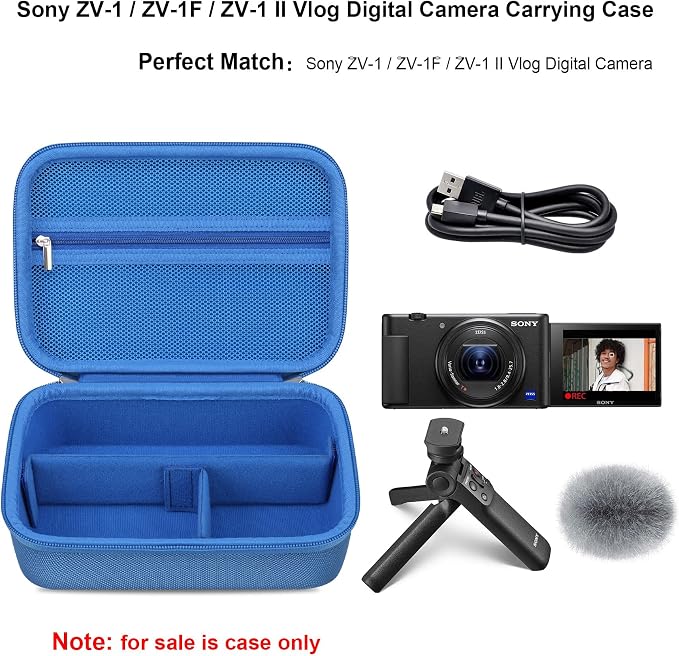 Elonbo Carrying Case for Sony ZV-1F / ZV-1 / ZV-1 II Digital Camera, Black | Sony ZV 1F Vlogging Camera Hard Travel Protective Bag, Vlogger Accessory Kit Tripod Microphone Grip Organizer Holder - Image 2