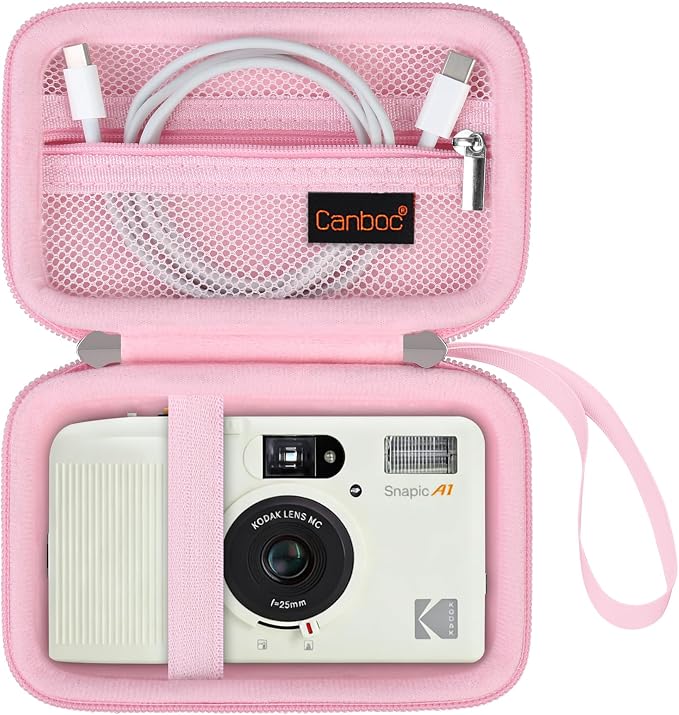 Canboc Carrying Case for KODAK EC35/ KODAK EKTAR H35 Film Camera, Pink | For H35N/ KODAK Snapic A1 Camera, H35/ EC35 Film Camera Bag, Zipper Mesh Pocket fits Batteries, Cable, Case Only by Canboc
