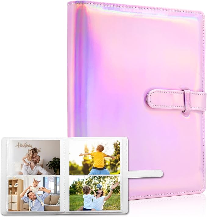 Small Photo Album 4x6 with 152 Pockets Mini Picture Book Leather Cover Portable Wallet Photo Storage for Family Graduation Wedding Travel Gift (Magic Pink) by Ablus