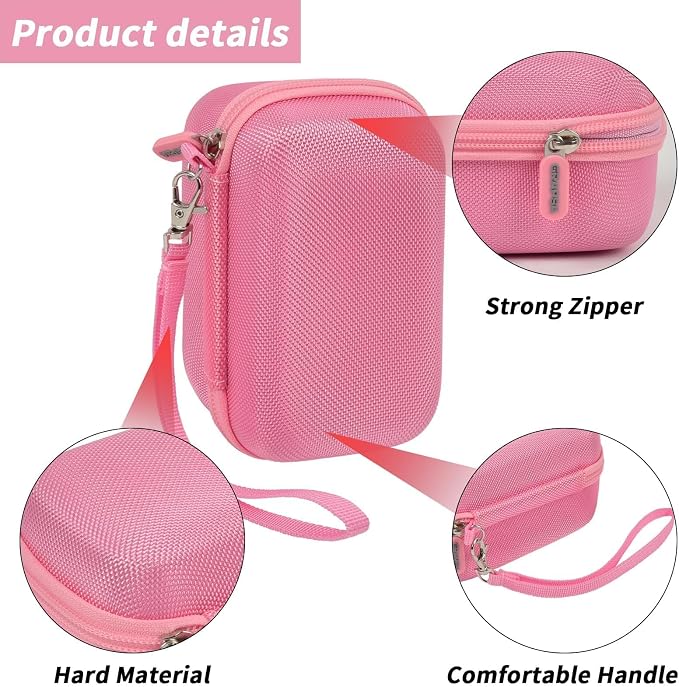 Digital Camera Case for Travel & Cruises, Case Only, Pink | Fits Cameras up to 5.1 x 2.9 x 1.8", Mesh Pocket for SD Cards, Battery and Cable, Compact Size for Backpack and Daily Carry - Image 3