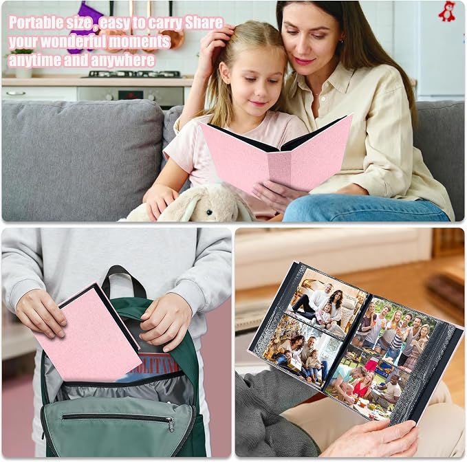 Photo Album 4x6 200 Pockets for Wedding Gifts,Linen Hardcover Picture Albums for Family Anniversary Baby Vacation Pictures - Image 6