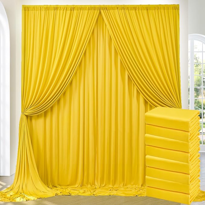 40ftx10ft Wrinkle Free Yellow Backdrop Curtains for Parties, Thick Fabric Lemon Photo Backdrop Drapes 8 Panels 5x10ft for Weddings Birthday Photography Background Curtains by ENJOYYOURPARTY