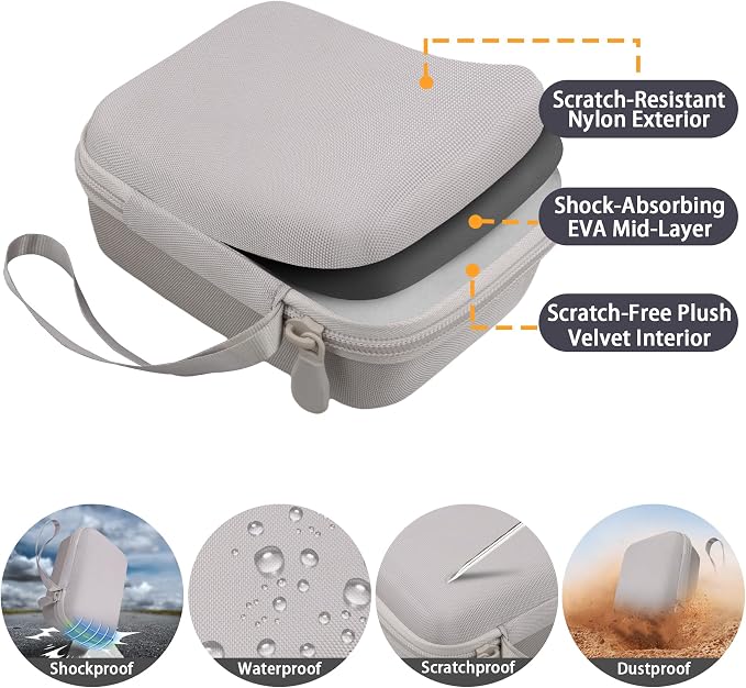 Hard Travel Case for Fujifilm Instax Mini Link+ & Link 3/2 Printer | Shockproof, With Handle, Hard Shell Exterior, Storage Compartment, Portable Carrying Box, Clay White Case - Image 8