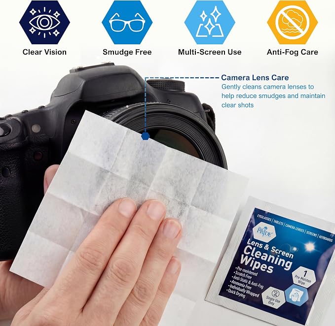 MED PRIDE Lens and Screen Cleaning Wipes for Eyeglasses, Touch Screens, Cameras, Anti-Fog, Scratch-, Anti-Static (100 100 Count (Pack of 1)) - Image 5