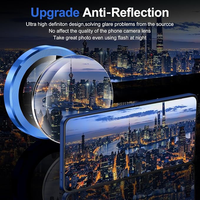 for Samsung Galaxy Z Flip 7 Camera Lens Protector, Individual Metal Ring Tempered Glass Lens Cover, [Strong Adsorption] Scratch Resistant Ultra-Thin HD Clear Lens Cover, 1 Set-Titanium Blue - Image 4