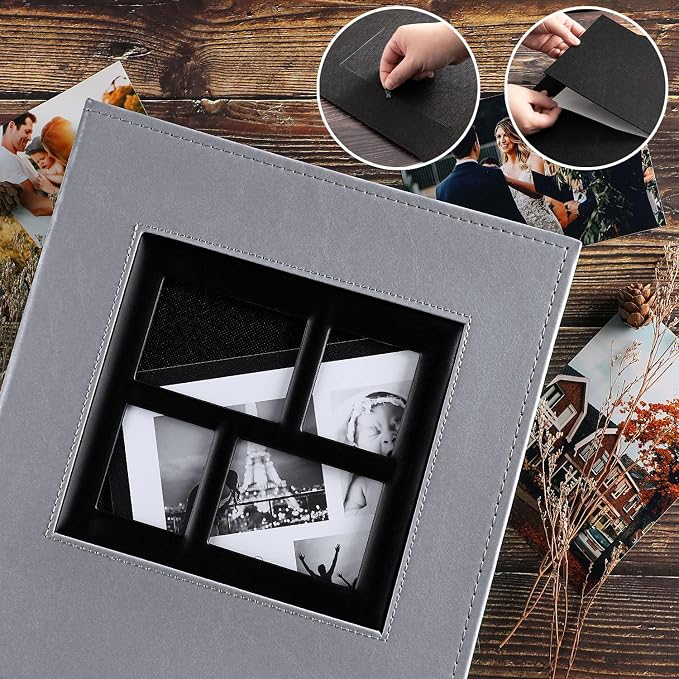 Ywlake Photo Album 4x6 600 Pockets, Large Capacity Family Wedding Leather Picture Albums Holds 600 Horizontal and Vertical Photos Grey - Image 4