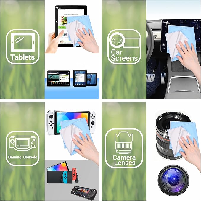 Eco-Fused Oversized Microfiber Cleaning Cloths XL - 5 Pack - 12 x 12 - Double-Sided - Microfiber & Suede for Smartphones, LCD TV, Tablets, Laptop, Camera Lenses & Other Surfaces - Image 6