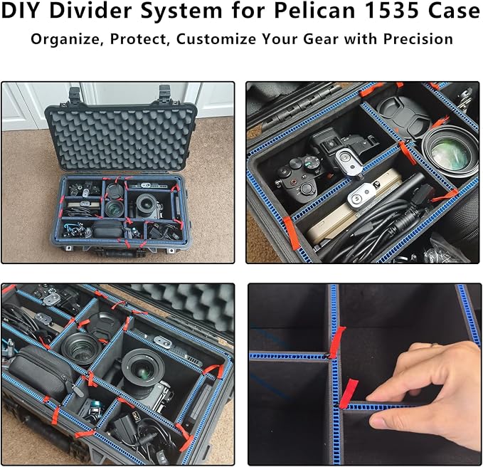LAFENLIN DIY Divider System for Pelican 1535 Case, U-Clips & Red Tabs | Professional Divider with U-clips & Red Pull Tabs, Utility Knife.Customizable for Tools,Cameras,Medical,Tactical Gear-NO CASE - Image 7