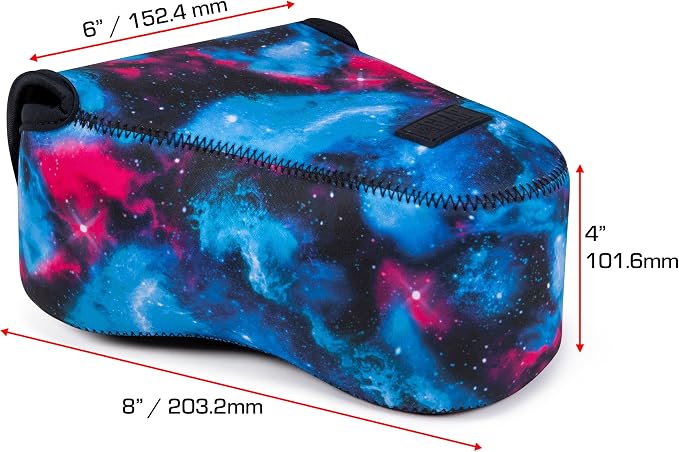 USA Gear Camera Sleeve (Large) for Mid-Size SLRs Compatible with Sony A7 V, Canon EOS R6 Mark II, Nikon Z 6III & more - Padded Neoprene DSLR Case with Zipper Accessory Pocket & Belt Loop (Galaxy) - Image 3