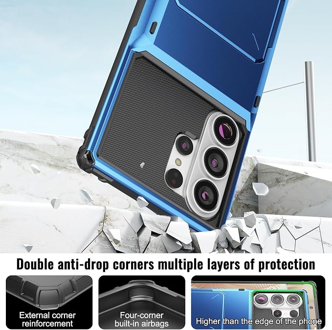 Foluu Wallet Case for Samsung Galaxy S26 Ultra with Card Holder, 5 Credit Hidden Card Slot Flip Cover Dual Layer Protective Hard PC Back & Soft TPU Bumper Case for Galaxy S26 Ultra 2026 (Blue) - Image 5